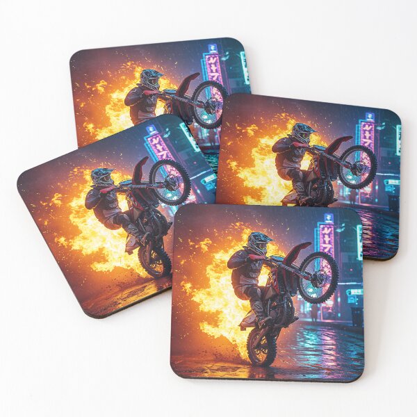Item preview, Night Rider Dirt Bike Wheelie Fire Stunt Urban designed and sold by KoolArtDistrict.