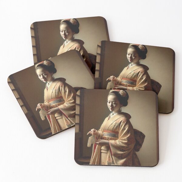 Aperçu de l'œuvre une femme japonaise en kimono traditionnel créée et vendue par ramazis.