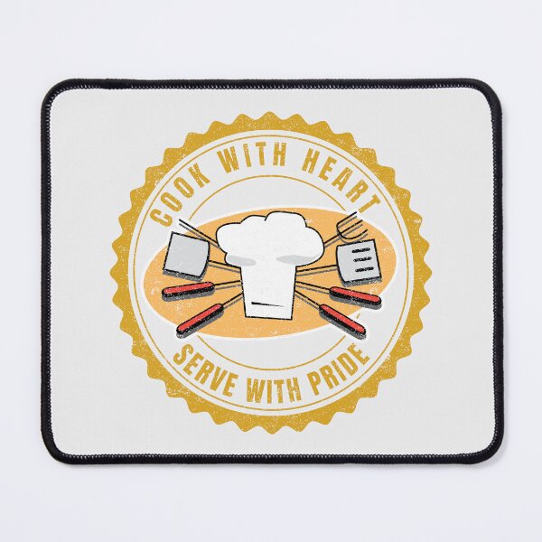 Item preview, Cook With Heart Serve With Pride Golden Grill Emblem designed and sold by SplashTastic.