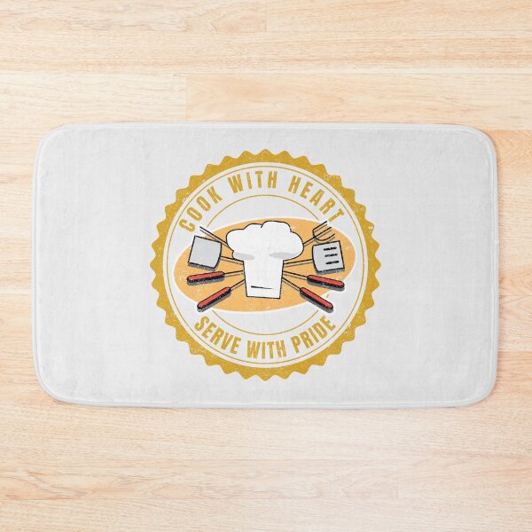 Item preview, Cook With Heart Serve With Pride Golden Grill Emblem designed and sold by SplashTastic.