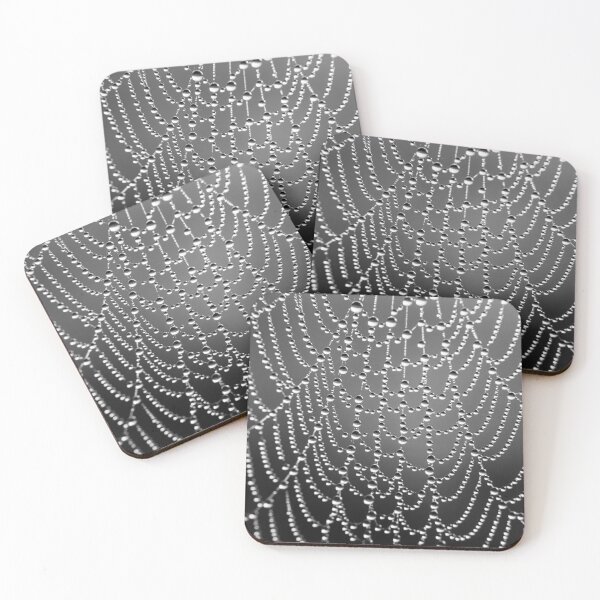 Item preview, Black and White Spider Web with Water Droplets – Delicate Beauty in Detail designed and sold by MacroElegance.