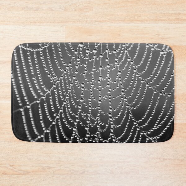 Item preview, Black and White Spider Web with Water Droplets – Delicate Beauty in Detail designed and sold by MacroElegance.