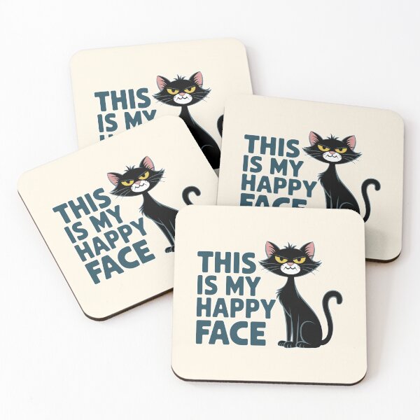 Item preview, This Is My Happy Face Funny Cat Quote designed and sold by Dream-Fab.