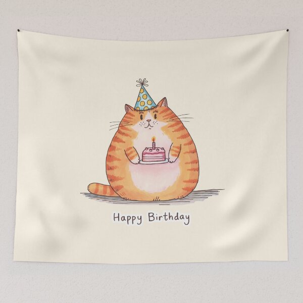 Item preview, Happy Birthday Cute Cat Party Illustration designed and sold by Dream-Fab.