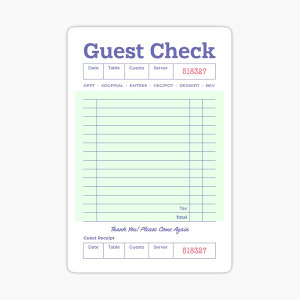 Item preview, Green Guest Check designed and sold by abigailwiley.