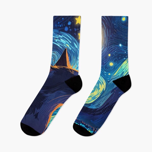 Item preview, Starry Night Cat A Van Gogh Inspired Digital Artwork designed and sold by Life is cat.