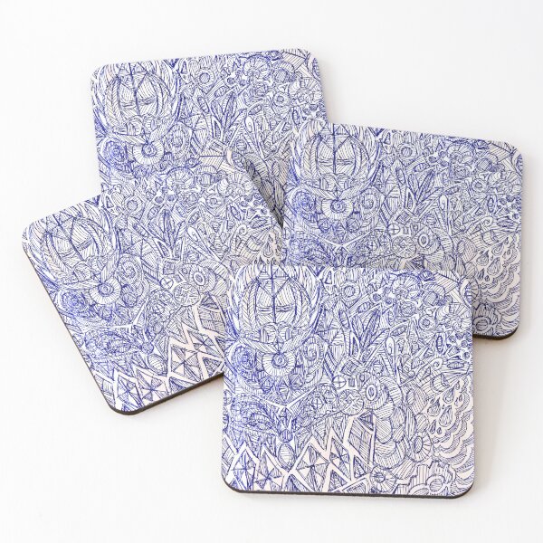 Item preview, Telephone Doodle – Blue Rollerball Pen Pattern designed and sold by Vision Illustrated.