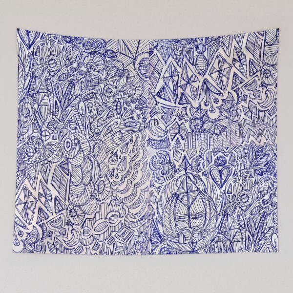 Item preview, Telephone Doodle – Blue Rollerball Pen Pattern designed and sold by Vision Illustrated.