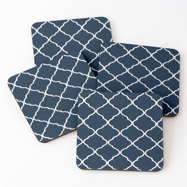 Item preview, Navy Blue and White Moroccan Tile Pattern designed and sold by svarupa.