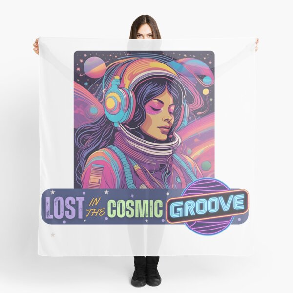 Aperçu de l'œuvre Perdu dans le groove cosmique – Esthétique d'astronaute néon créée et vendue par Prexa Designs.