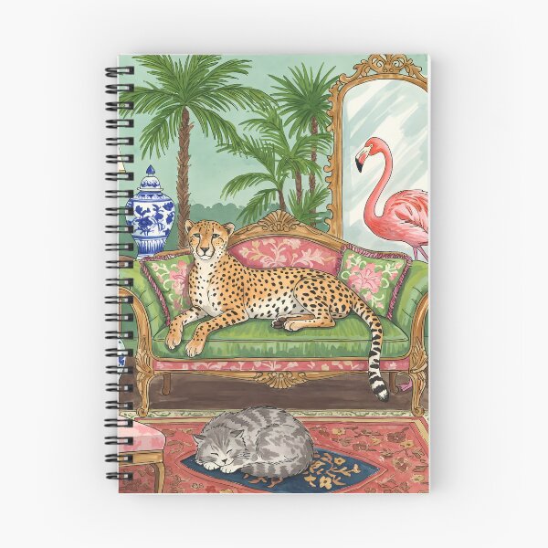 Item preview, Tropical Chinoiserie Lounge with Cheetah and Flamingo) designed and sold by svarupa.