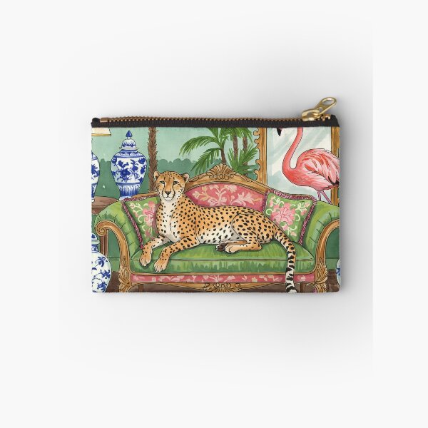 Item preview, Tropical Chinoiserie Lounge with Cheetah and Flamingo) designed and sold by svarupa.