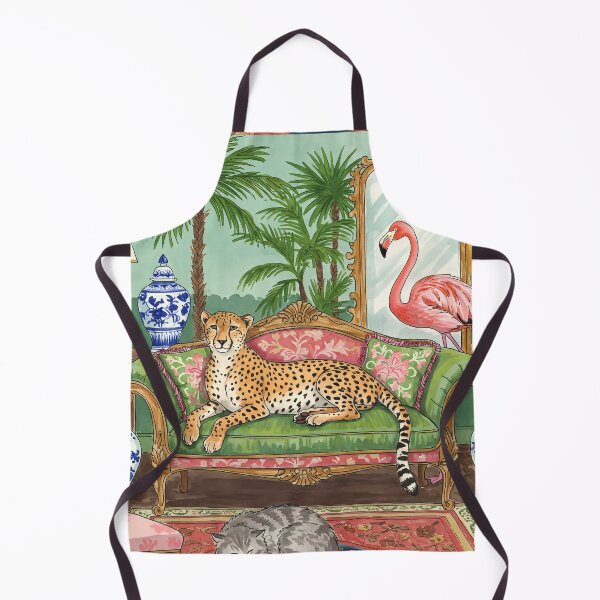 Item preview, Tropical Chinoiserie Lounge with Cheetah and Flamingo) designed and sold by svarupa.