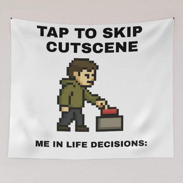 Item preview, Tap to Skip Cutscene Pixel Art Meme designed and sold by Loot Locker.