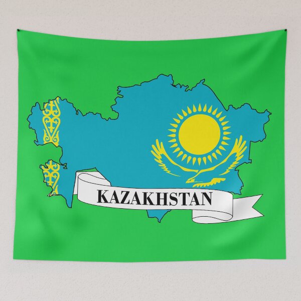 Item preview, kazakhstan flag map designed and sold by visual adventures.