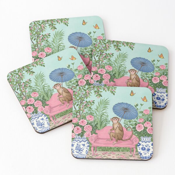 Item preview, Monkey with Parasol in Chinoiserie Garden designed and sold by svarupa.