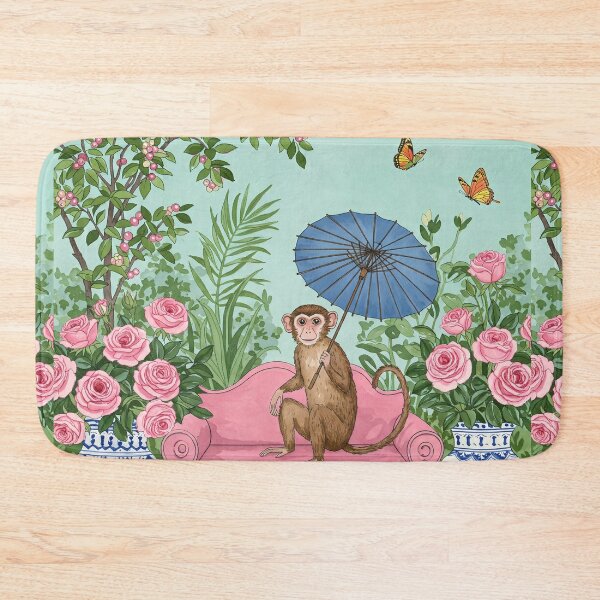 Item preview, Monkey with Parasol in Chinoiserie Garden designed and sold by svarupa.