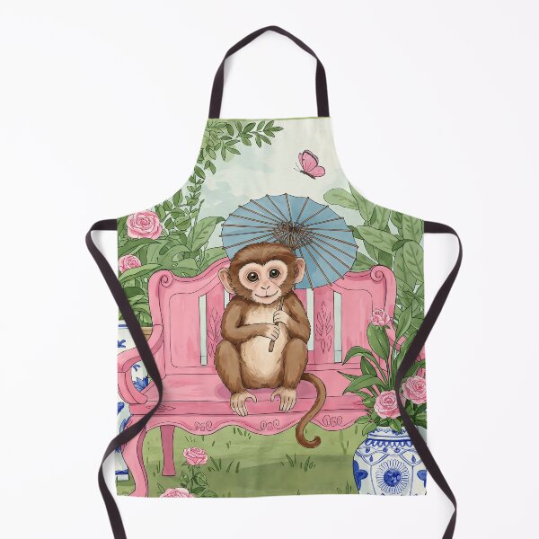 Item preview, Monkey with Parasol in Chinoiserie Garden designed and sold by svarupa.