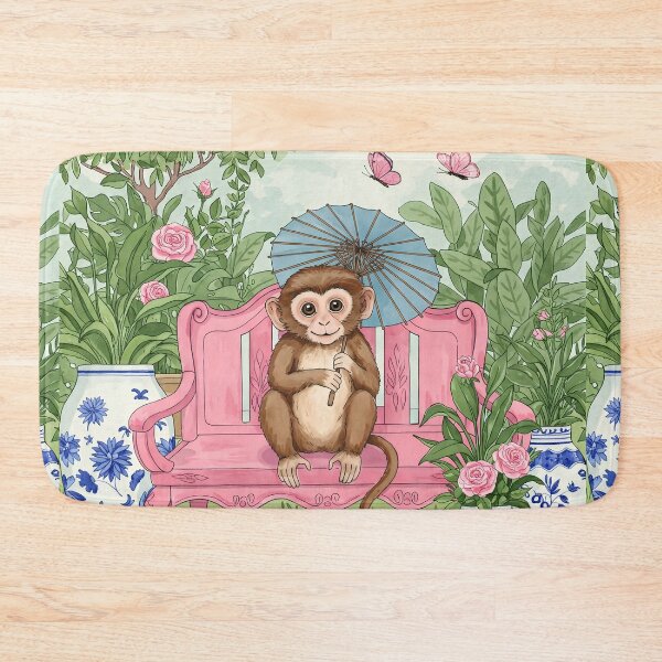 Item preview, Monkey with Parasol in Chinoiserie Garden designed and sold by svarupa.