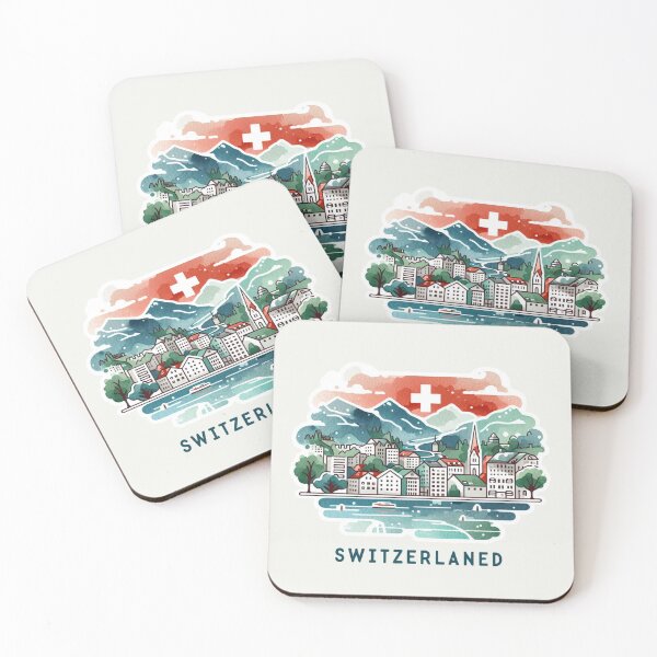 Item preview, Switzerland Minimalist Watercolor Cityscape,  designed and sold by PaintMeWorld.