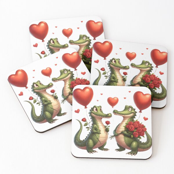 Item preview, Cute  love animals crocodile, heart balloons, red roses, romantic designed and sold by Coolparrotgirl.