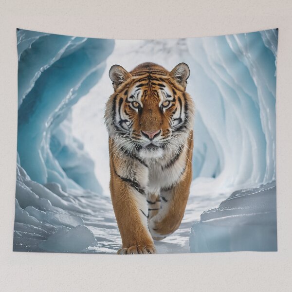 Item preview, Majestic Siberian Tiger – Striding Through an Icy Glacier designed and sold by RK - Shop.
