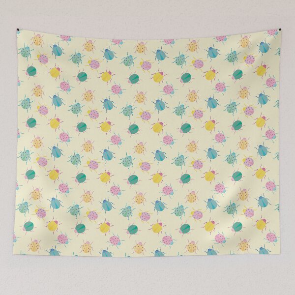 Item preview, Colorful bugs with pastel ladybugs and soft yellow background designed and sold by StudioPippinDesigns.