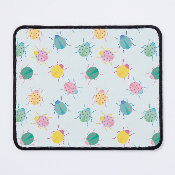 Item preview, Colorful bugs with pastel ladybugs and soft blue background designed and sold by StudioPippinDesigns.