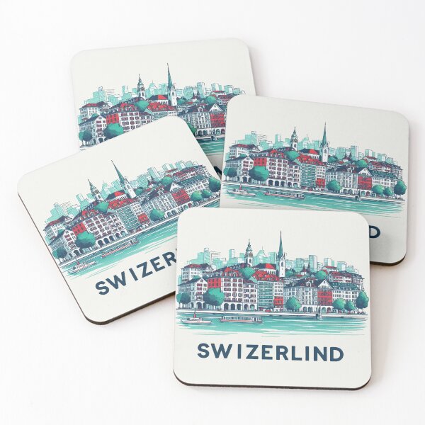 Item preview, Switzerland Minimalist Watercolor Cityscape,  designed and sold by PaintMeWorld.