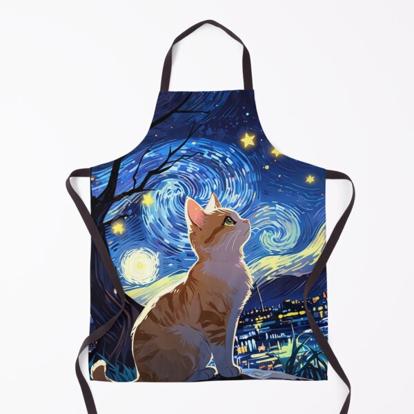 Item preview, Starry Night Cat A Van Gogh Inspired Digital Artwork designed and sold by Life is cat.