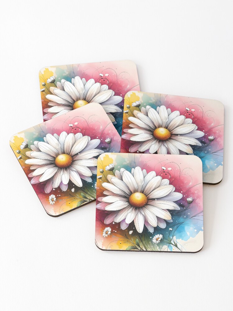 Thumbnail 1 of 5, Coasters (Set of 4), Chamomile Flower designed and sold by GraphicsClub.