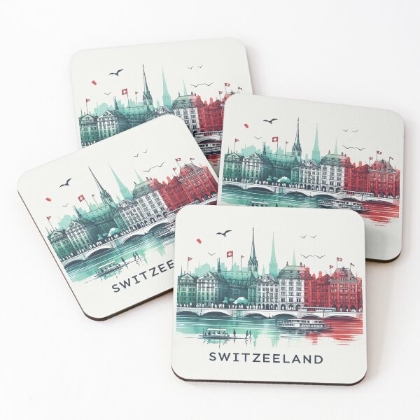 Item preview, Switzerland Minimalist Watercolor Cityscape,  designed and sold by PaintMeWorld.