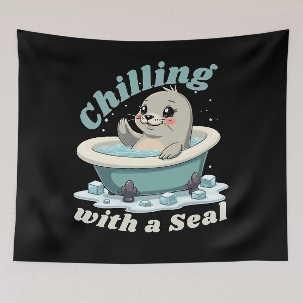 Item preview, Chilling with a Seal Funny Ice Bath Cartoon Design designed and sold by IceBathDESIGNS.