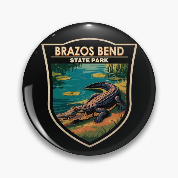 Item preview, Insignia de arte de viaje de ilustración de Texas del Parque Estatal Brazos Bend designed and sold by KrisSidDesigns.