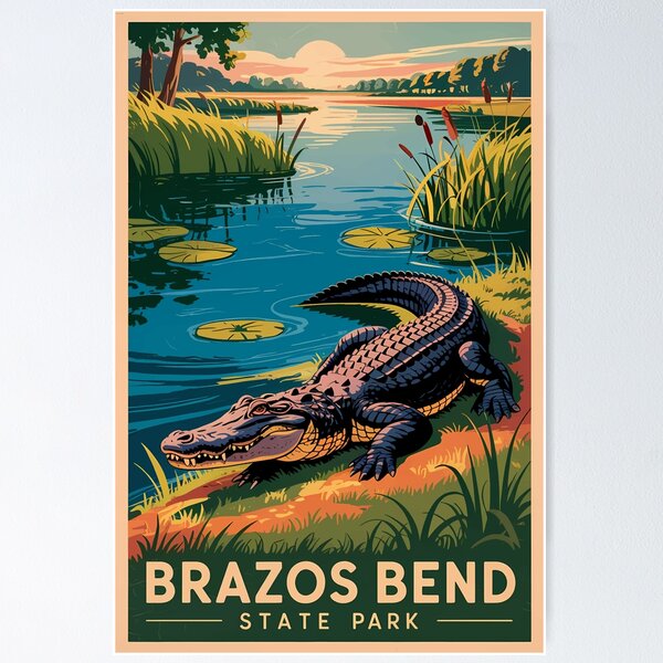 Brazos Bend State Park Texas Travel Art Vintage Poster