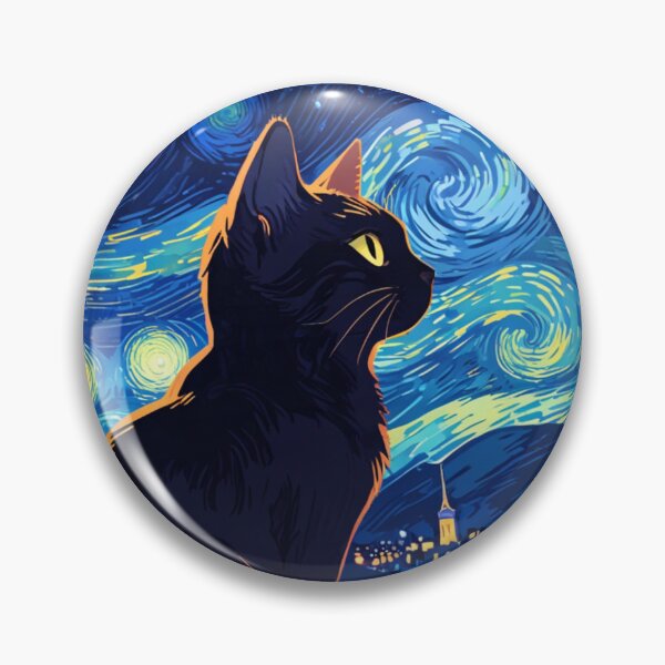 Item preview, Starry Night Cat A Van Gogh Inspired Digital Artwork designed and sold by Life is cat.