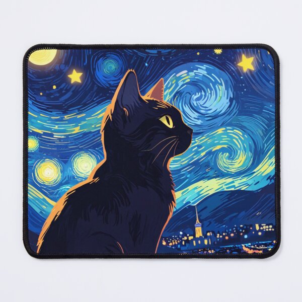 Item preview, Starry Night Cat A Van Gogh Inspired Digital Artwork designed and sold by Life is cat.