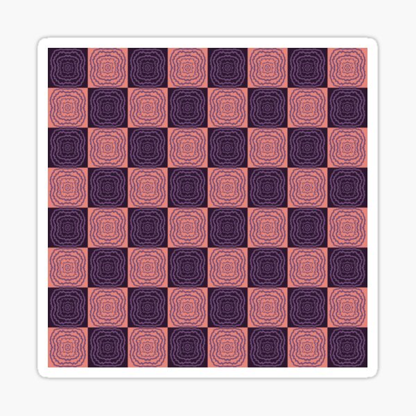 Vista previa del artículo con la obra «Cuadrícula psicodélica de tablero de ajedrez en rosa y morado», diseñado y vendido por Klock & Bloom.