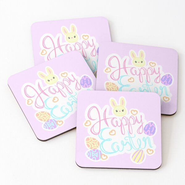 Item preview, A beautiful Easter calligraphy font, in pastel colors, with Easter bunnies, Easter eggs and orange hearts in the background designed and sold by katecheerycake.