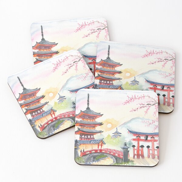 Item preview, Kyoto Tranquil Mountains with Almond Blossoms in Spring designed and sold by artshop77.