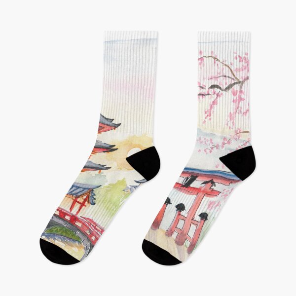 Item preview, Kyoto Tranquil Mountains with Almond Blossoms in Spring designed and sold by artshop77.