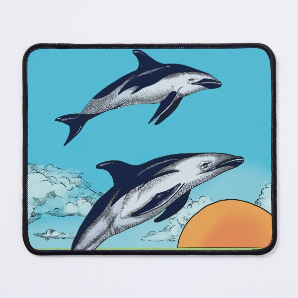 Item preview, Jumping dolphins, 1970s style illustration designed and sold by Tistarabis.