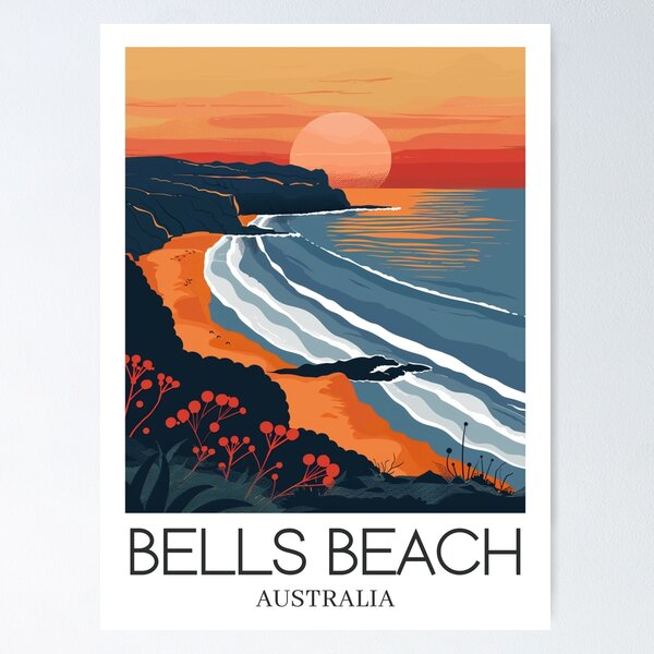 Item preview, A Pop Art Travel Print of Bells Beach - Australia   designed and sold by StudioRedKoala.