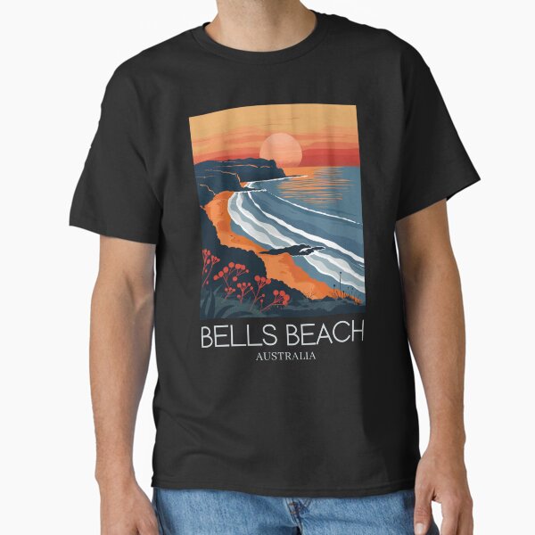 Vista previa del artículo con la obra «Impresión de viaje de arte pop de Bells Beach, Australia», diseñado y vendido por StudioRedKoala.