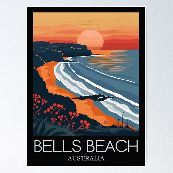 Item preview, A Pop Art Travel Print of Bells Beach - Australia   designed and sold by StudioRedKoala.