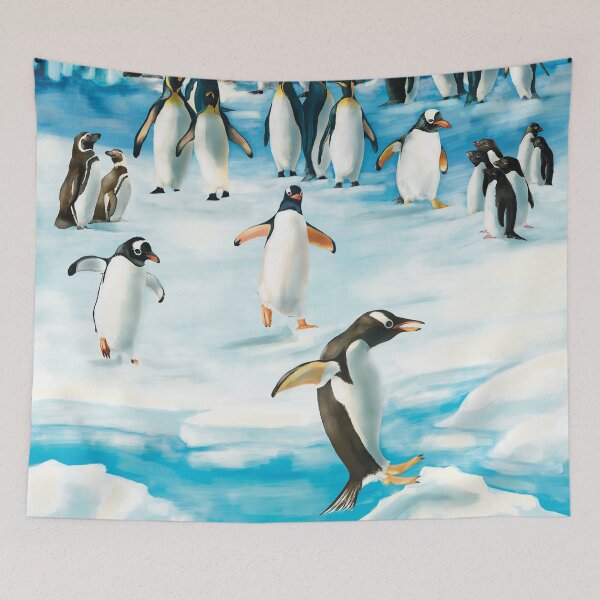 Item preview, Children's illustration, penguin party designed and sold by Tistarabis.