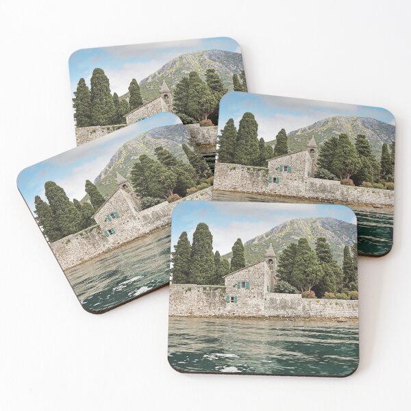 Item preview, Saint George monastery stone walls flowers,Perast, Bay of Kotor, Montenegro designed and sold by goceris.
