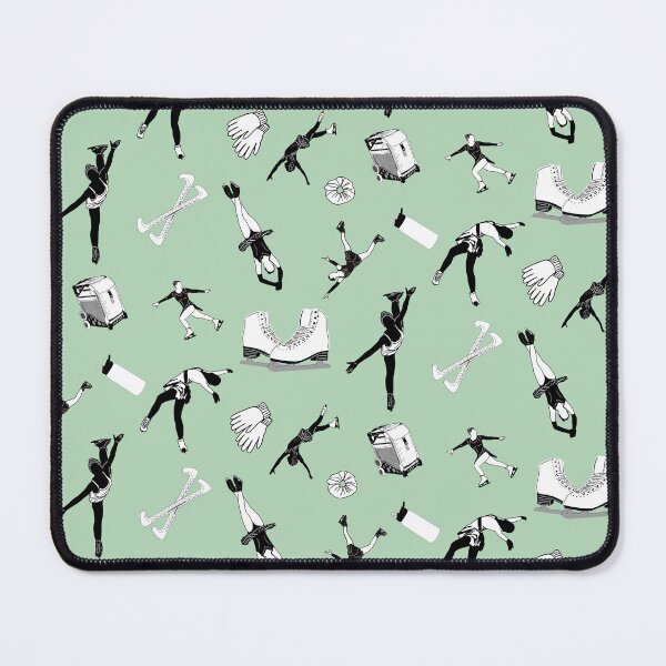 Item preview, Figure Skating Female Silhouettes and Accessories on Pastel Green designed and sold by PD-Skating.