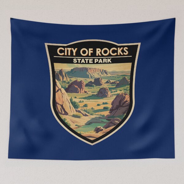 Item preview, City of Rocks State Park New Mexico Illustration Travel Art Badge designed and sold by KrisSidDesigns.