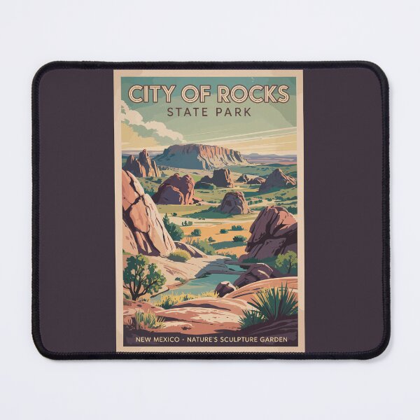 Item preview, City of Rocks State Park New Mexico Travel Art Vintage designed and sold by KrisSidDesigns.